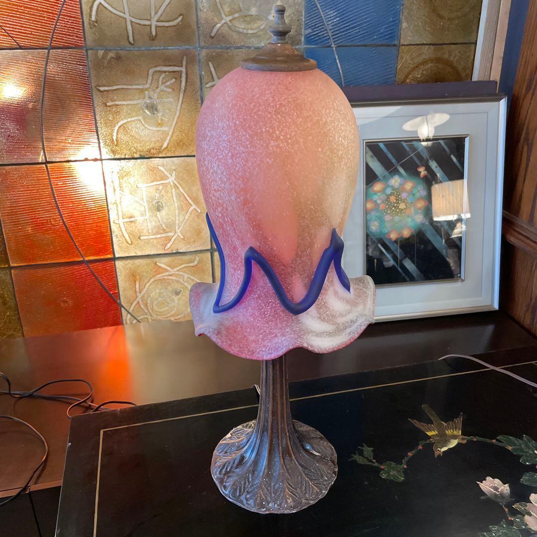 沖縄・琉球ガラス　名工・稲嶺盛吉作　 琉球ガラスランプ