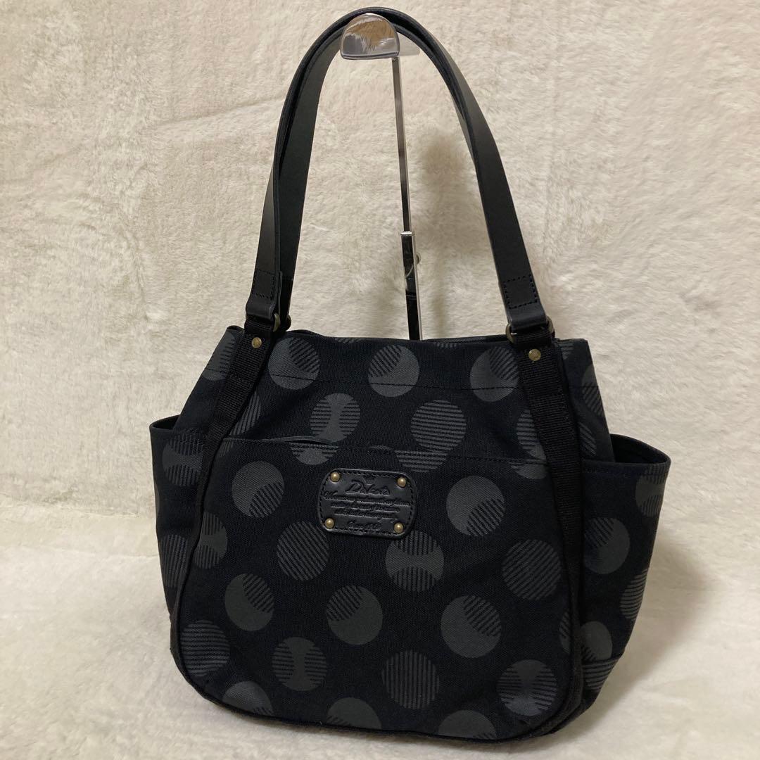 極美品 Dakota ダコタ ピット トートバッグ レザー 水玉 ブラック