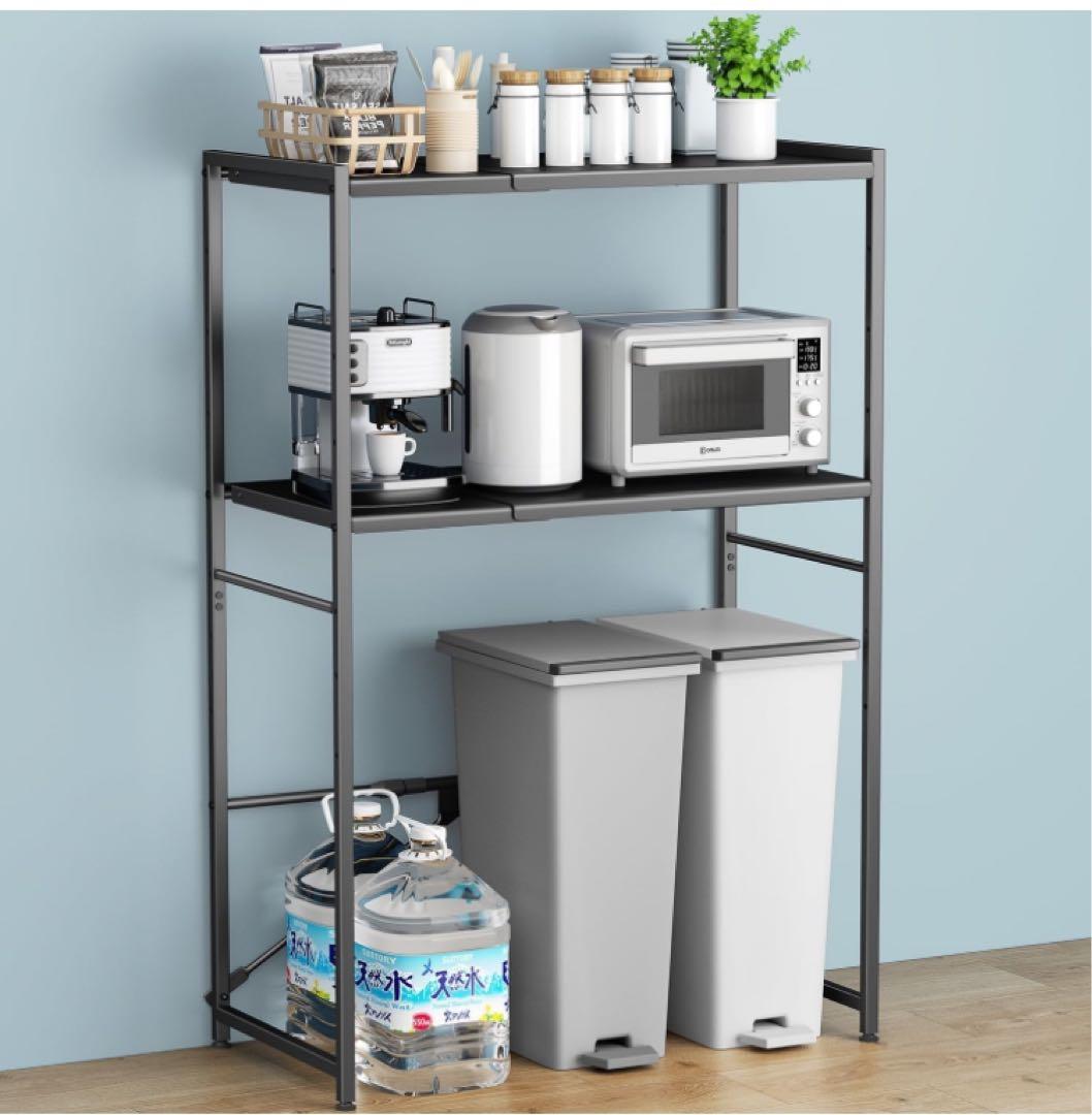 【幅伸縮可・上下調整可】ゴミ箱上ラック TKUIN 電子レンジラック レンジ台