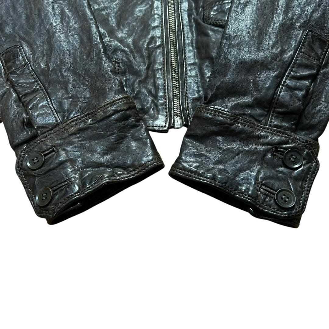 DIESEL ディーゼル レザー シングルライダース 羊革 シワ加工 S