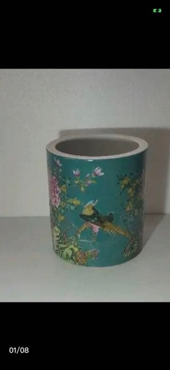 永慶長春底款 清時代 花鳥文 筆筒 中国古美術 收藏筆立て ！価格交渉承ります！