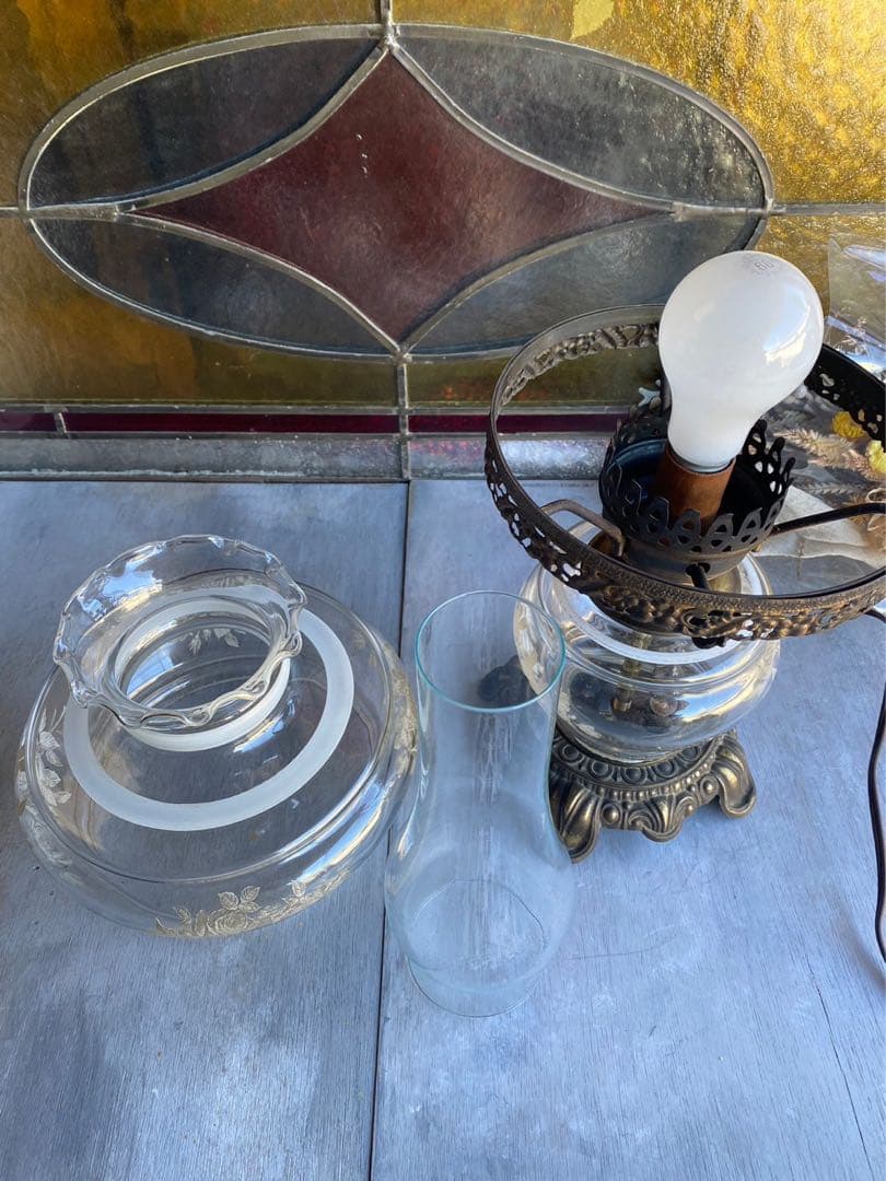 アンティーク 卓上スタンドランプ フロアスタンド ビンテージ ガラス インテリア