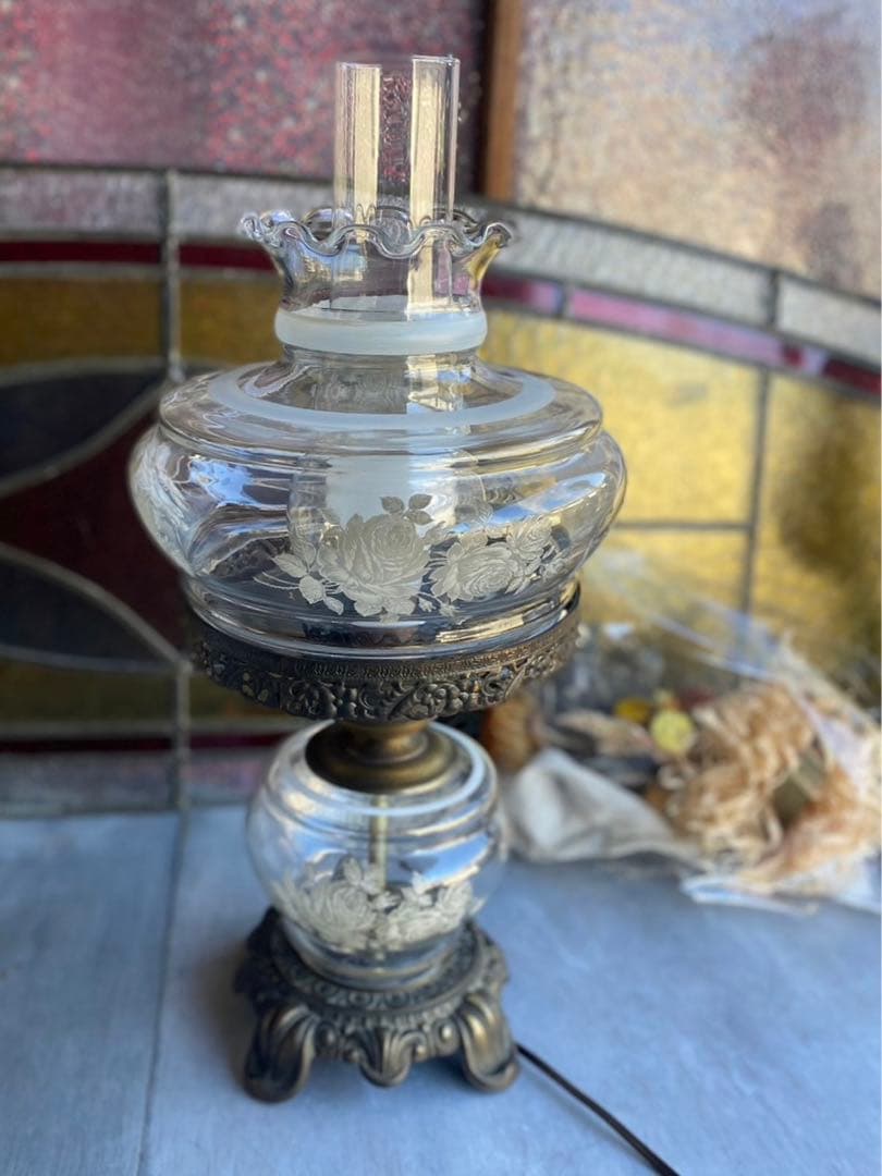 アンティーク 卓上スタンドランプ フロアスタンド ビンテージ ガラス インテリア