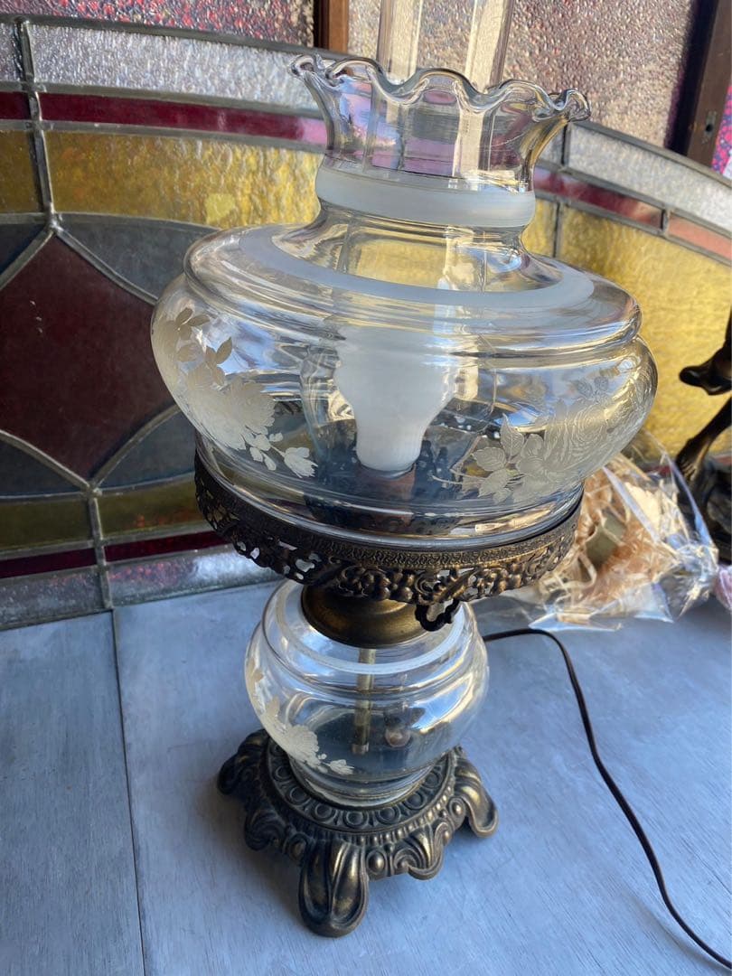 アンティーク 卓上スタンドランプ フロアスタンド ビンテージ ガラス インテリア