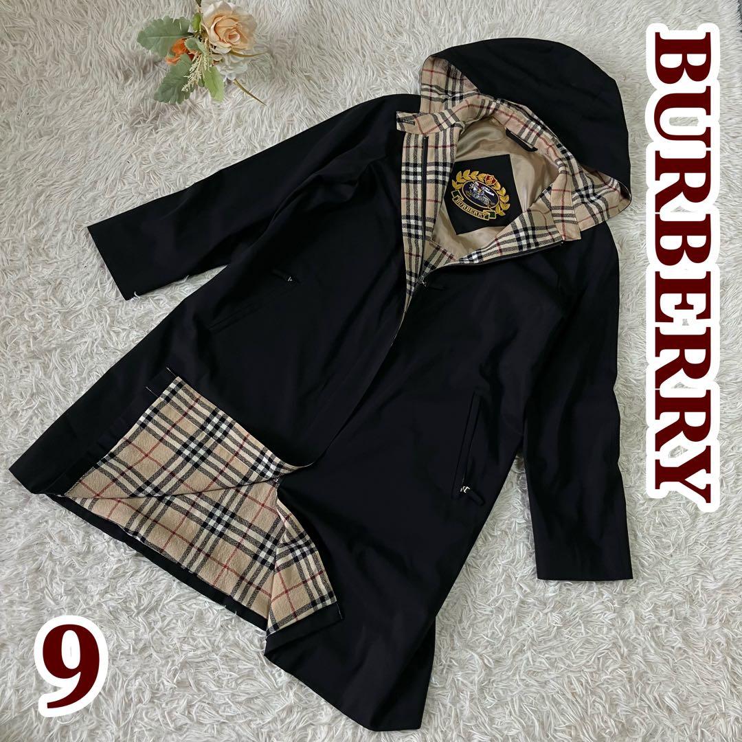 BURBERRYLONDON　フード付きロング丈ブルゾン　ノバチェック　黒　9