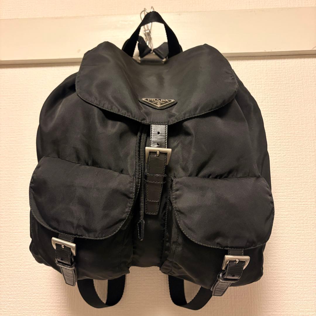 正規美品✨PRADA プラダ リュック バックパック ナイロン 三角ロゴ 黒