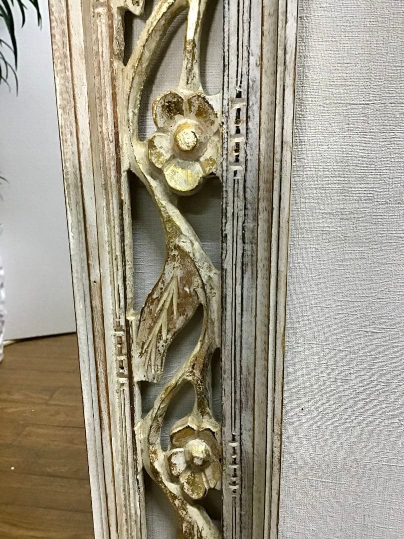 管306☆イタリア製☆木製手彫り彫刻☆アンティーク☆ウォールミラー☆大型鏡☆姿見