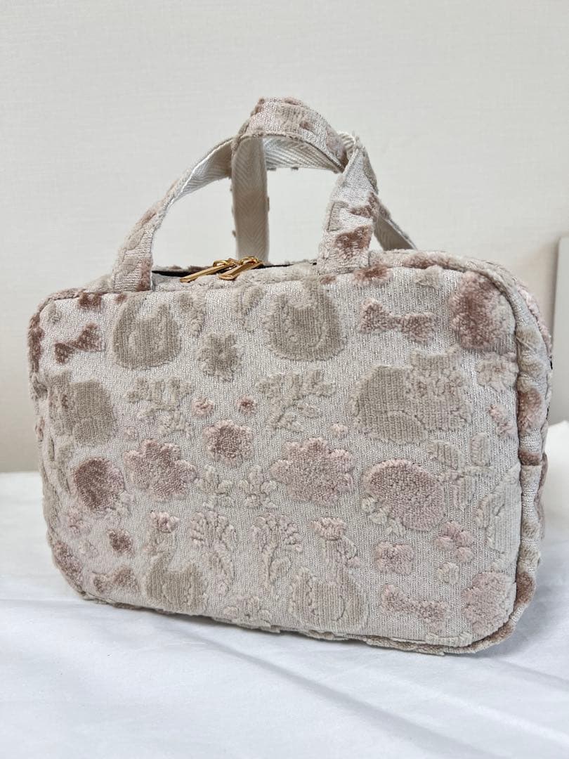 ツインポーチM もふもふノスタルジア　ミルクティ　ハンドメイド