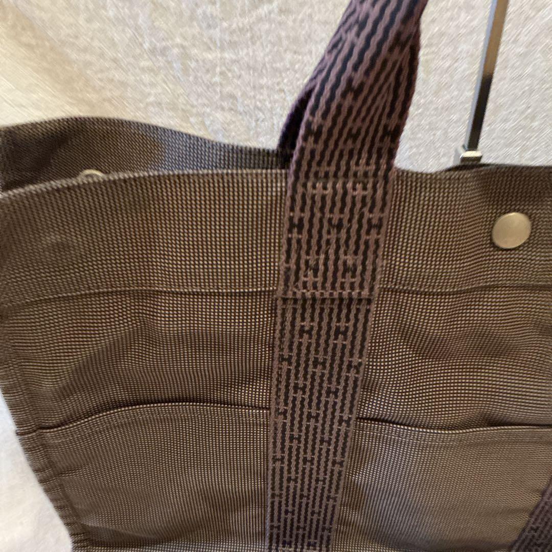 エルメス HERMESエールラインMMグレーナイロンキャンバストートバッグ