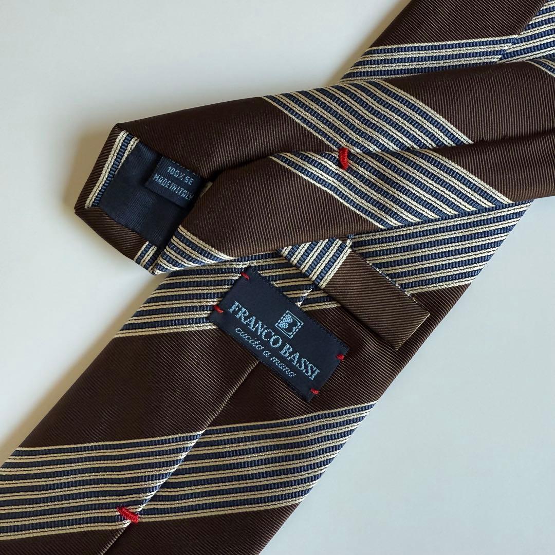 FRANCO BASSI フランコバッシ Blue&Brown ストライプタイ