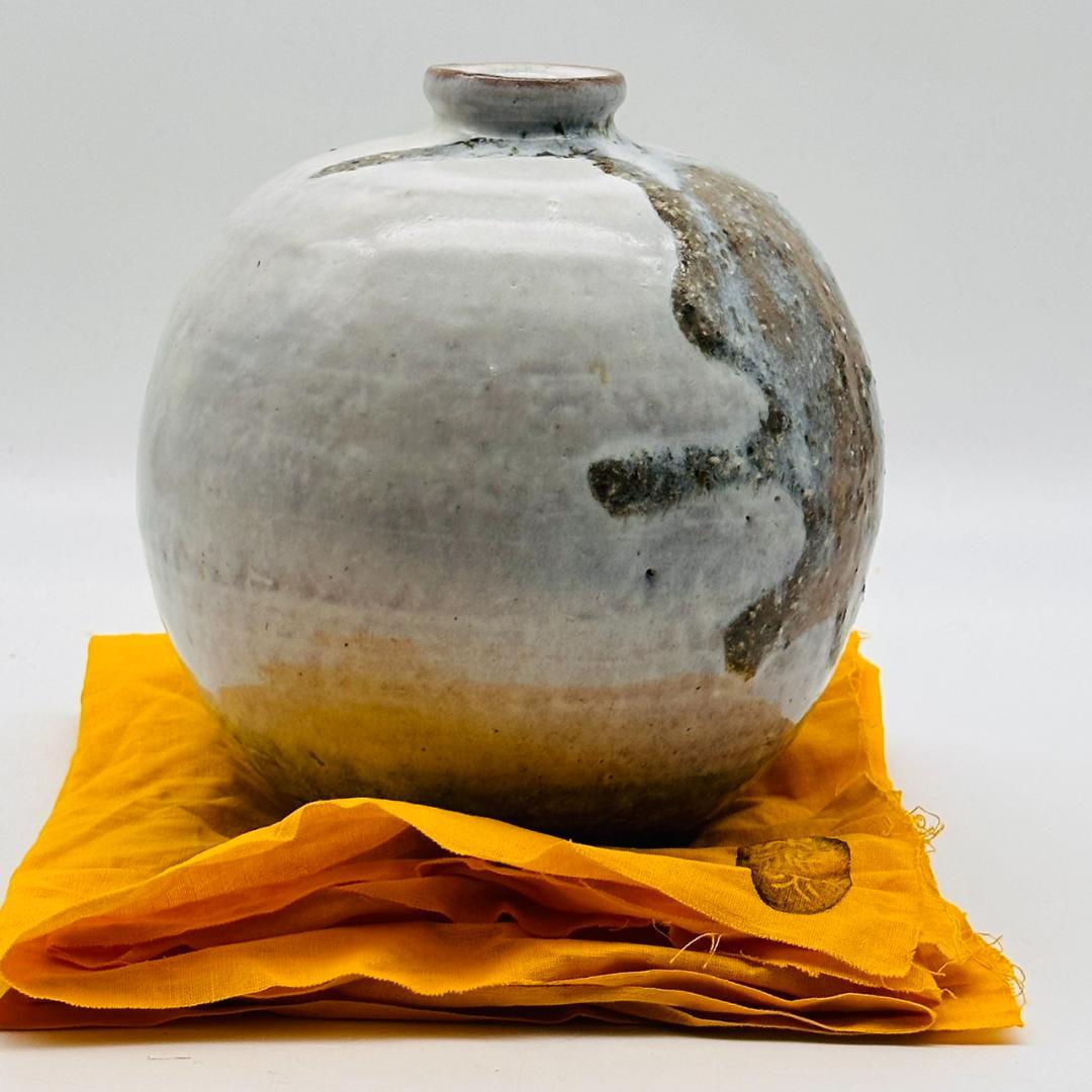T 未使用 美品 住吉紀与志 東福寺窯 花瓶 共箱 共布 栞 壺 花器 花入
