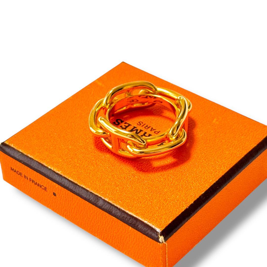 【超美品】エルメス ルカデ シェーヌダンクル スカーフリング ゴールド