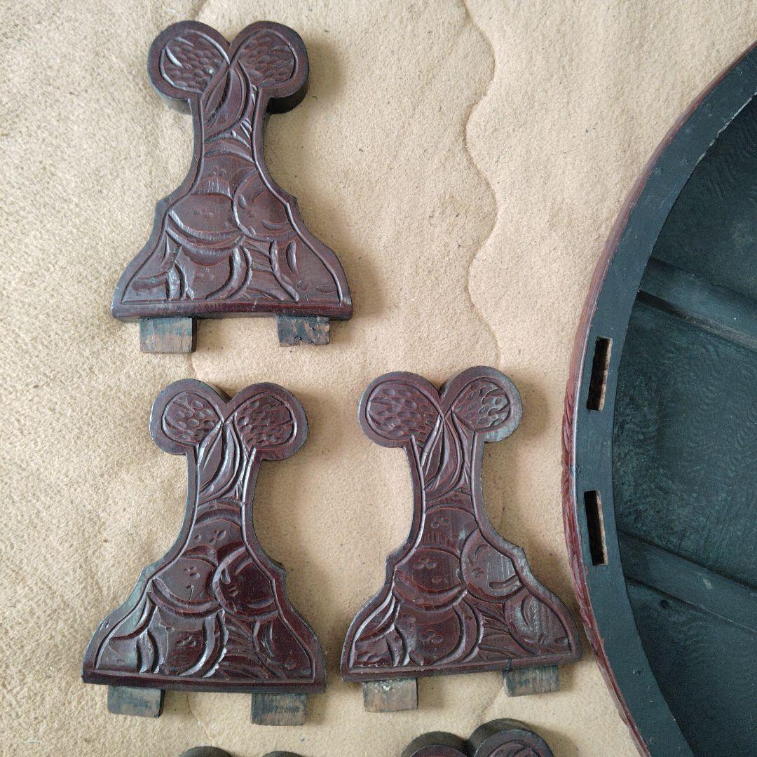 中国骨董？ 唐家具 飾彫り 円卓 座卓 ちゃぶ台 センターテーブル 古家具レトロ