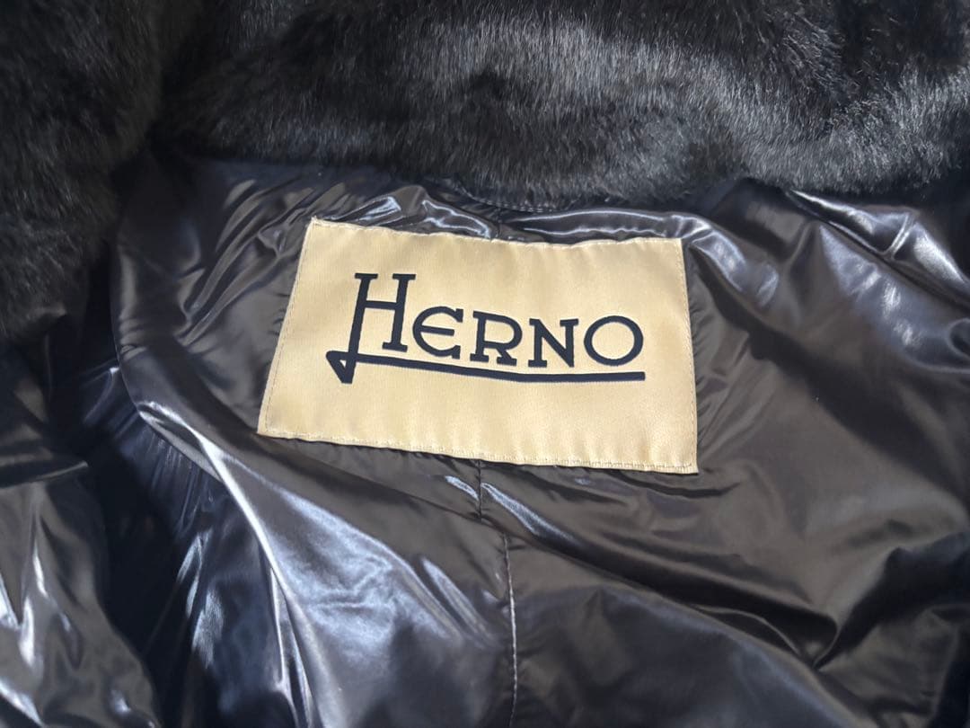 Herno フェイクファーコンビダウンジャケット 黒