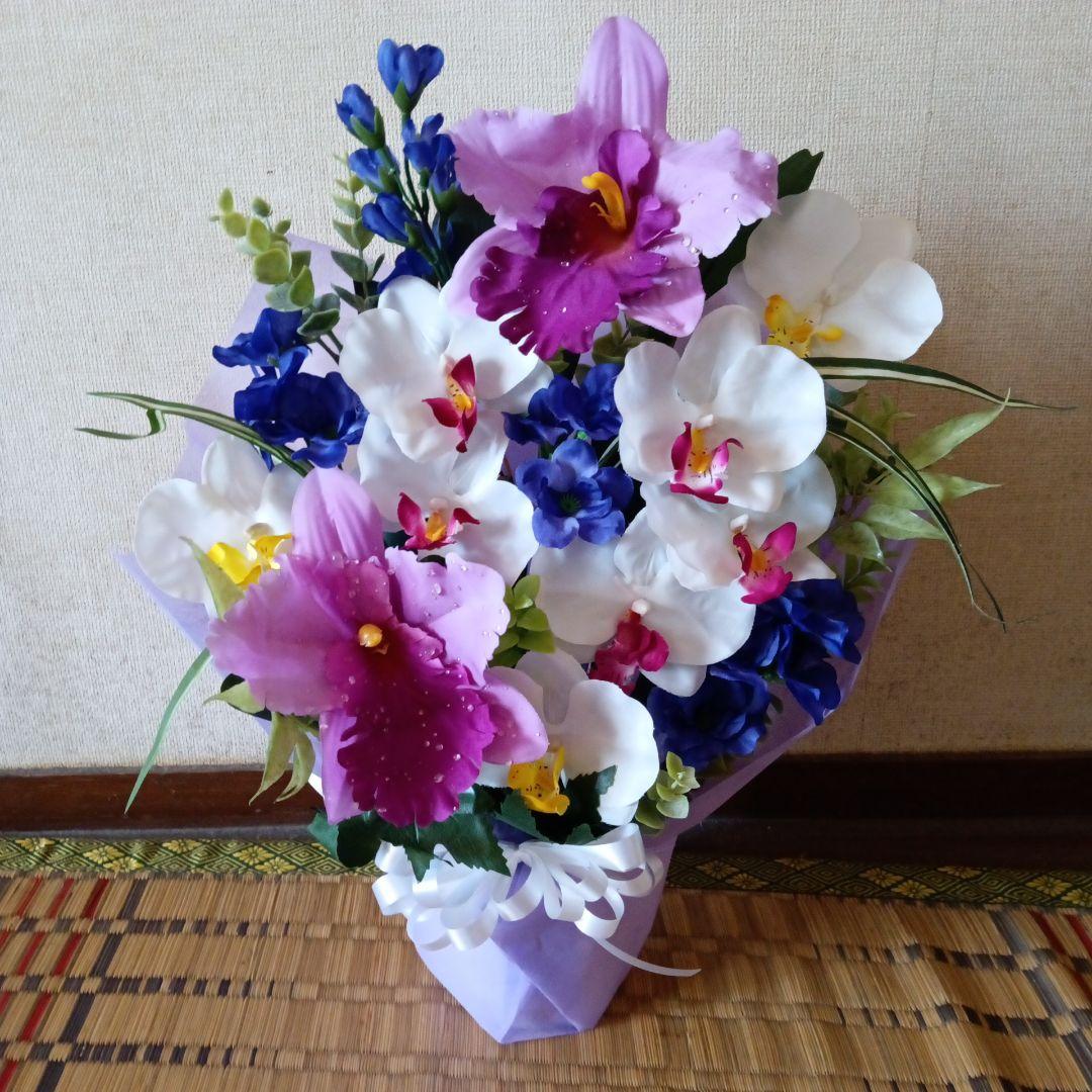 仏花　お供え花　初盆　造花　カトレア　胡蝶蘭