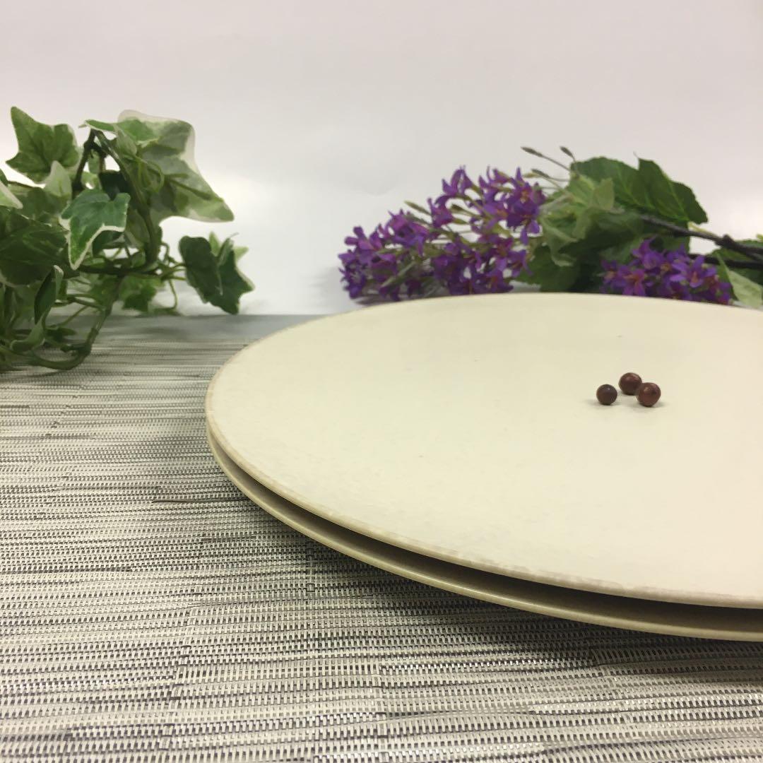 グレージュ白28cm丸皿　2枚