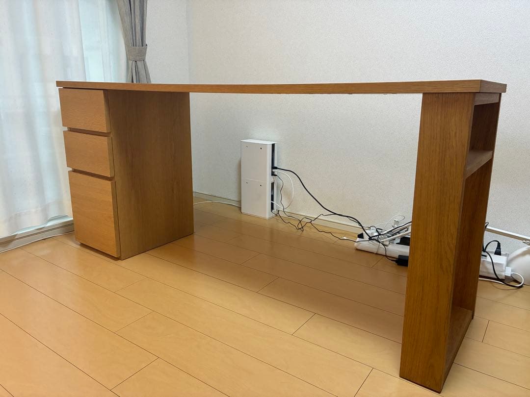 Shin ACTUS ナチュラルウッドデスク 引き出し付き