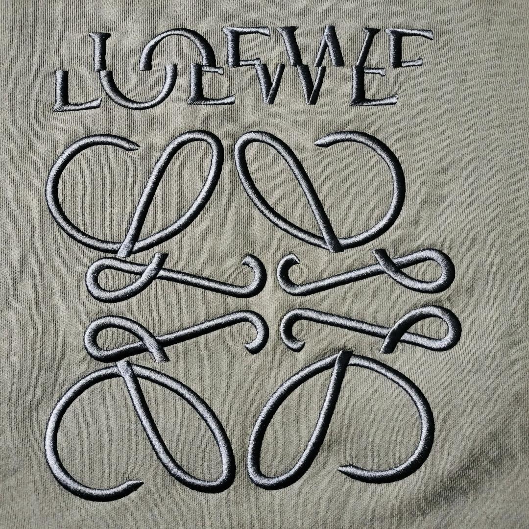 【美品】ロエベ アナグラム ロゴ刺繍 パーカー グレージュ オーバーサイズ