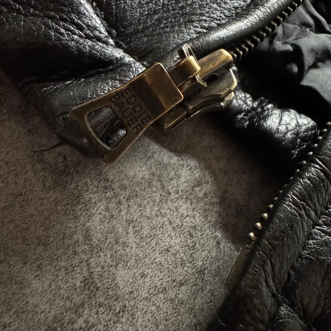 00s エディーバウアー XL レザージャケット　シングルライダース　本革　黒色