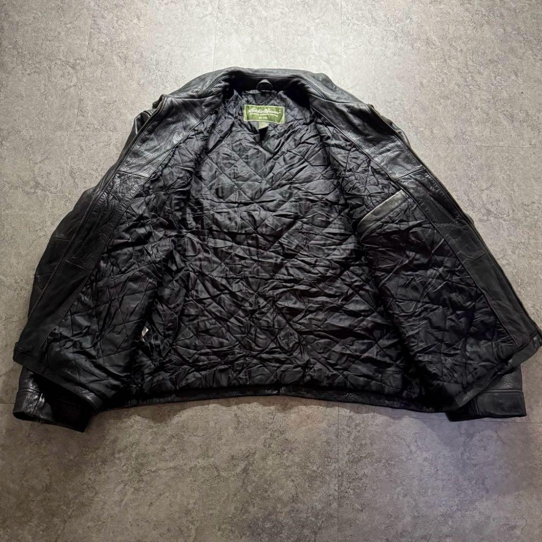 00s エディーバウアー XL レザージャケット　シングルライダース　本革　黒色
