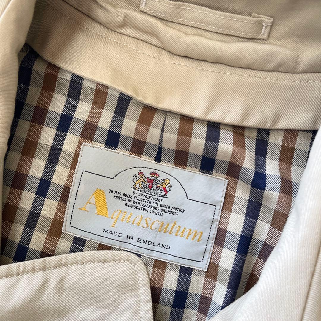 ▼80s アクアスキュータム XL相当 トレンチコート Aqua5 英国 UK製