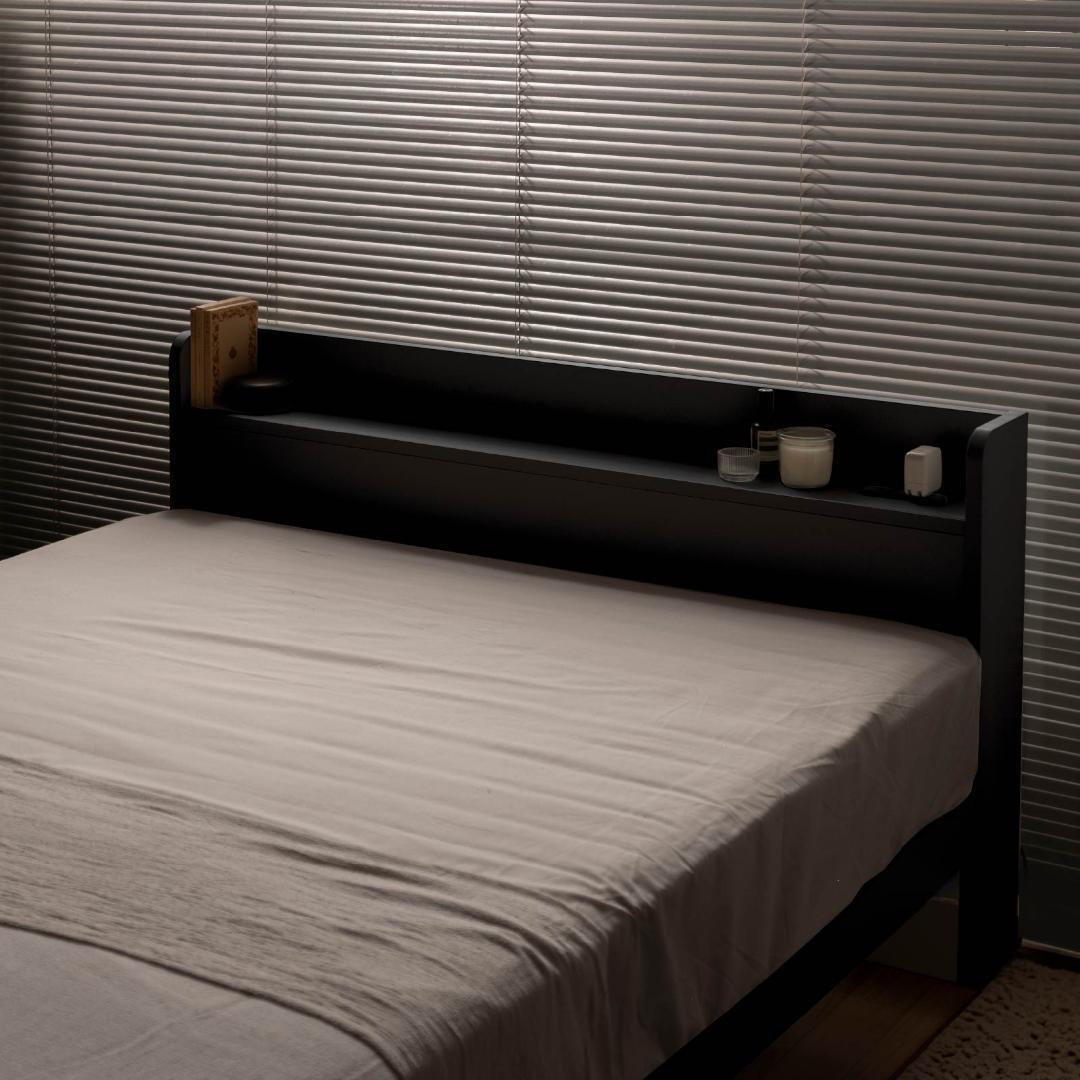 クイーン ベッドフレー ム 単品 収納 コンセント付 新品送料込 最短翌日着