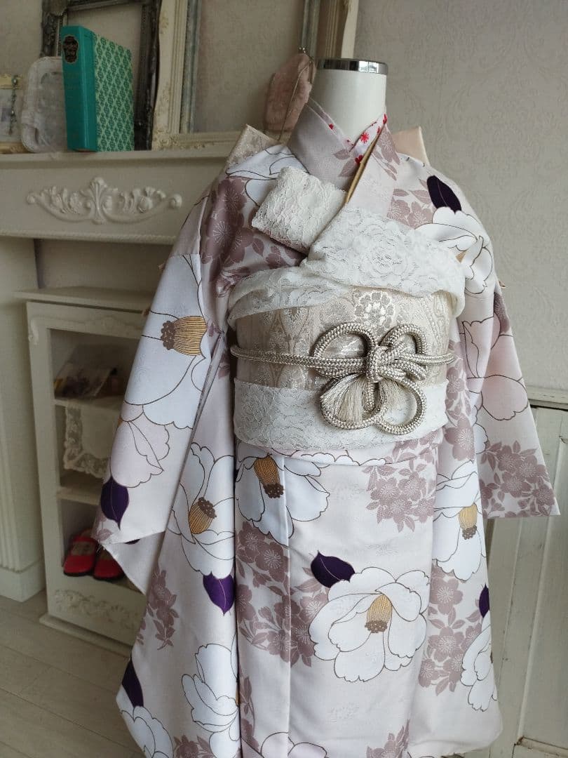 新品☆椿の花が可愛らしい着物☆七五三フルセット