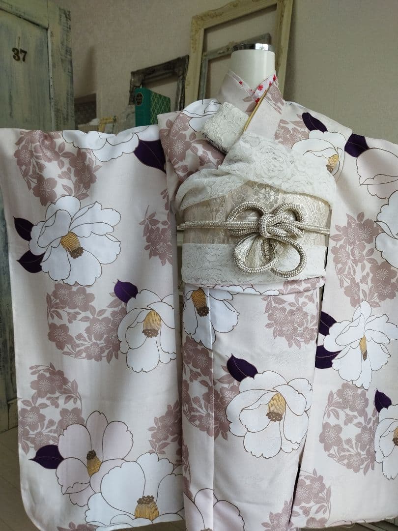 新品☆椿の花が可愛らしい着物☆七五三フルセット