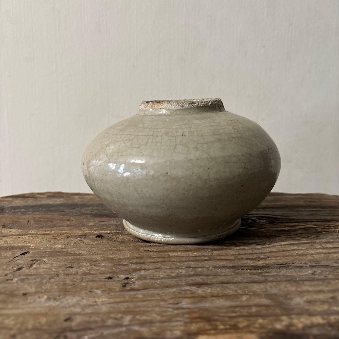 李朝壷　丸壷　白磁　塩笥壺　韓国骨董品.スッカラ.アンティーク.古民芸.立原正秋