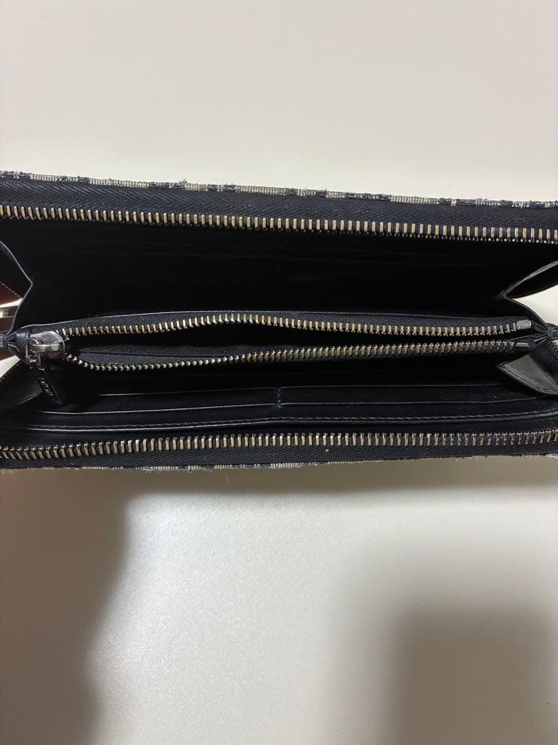 DIOR グレーキャンバス ジップアラウンド長財布