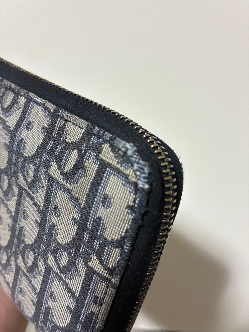 DIOR グレーキャンバス ジップアラウンド長財布