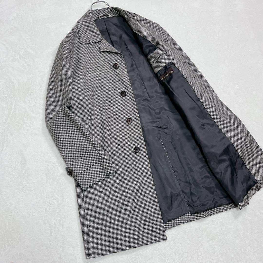 『ユナイテッドアローズ』カノニコ生地 ハウンドトゥース ステンカラーコート XL