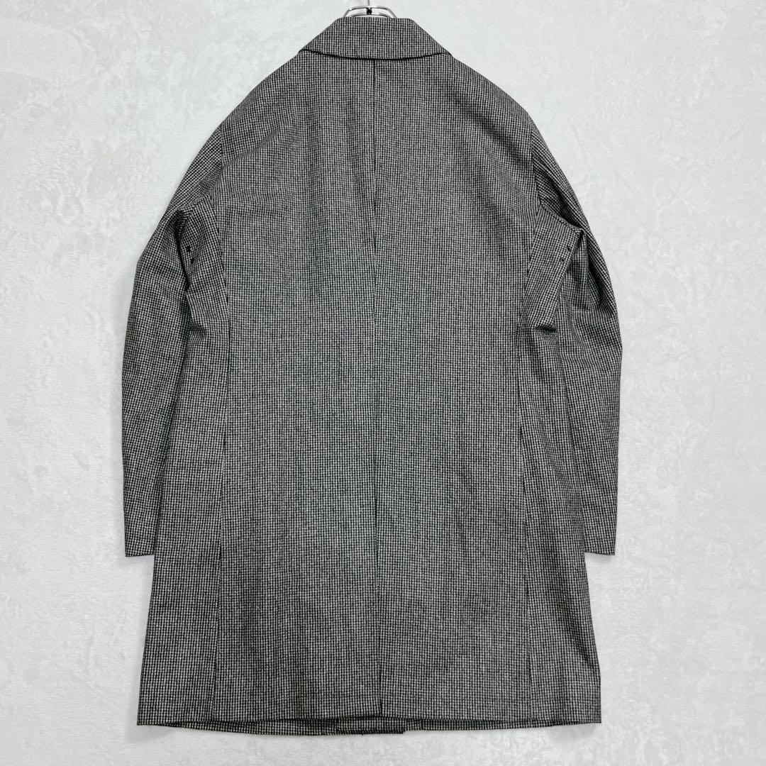 『ユナイテッドアローズ』カノニコ生地 ハウンドトゥース ステンカラーコート XL