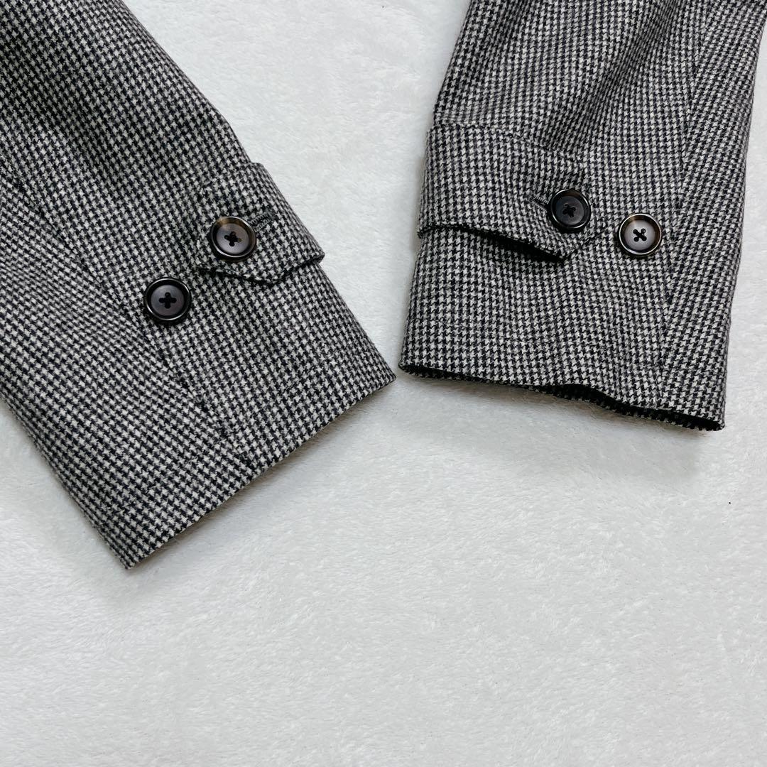 『ユナイテッドアローズ』カノニコ生地 ハウンドトゥース ステンカラーコート XL