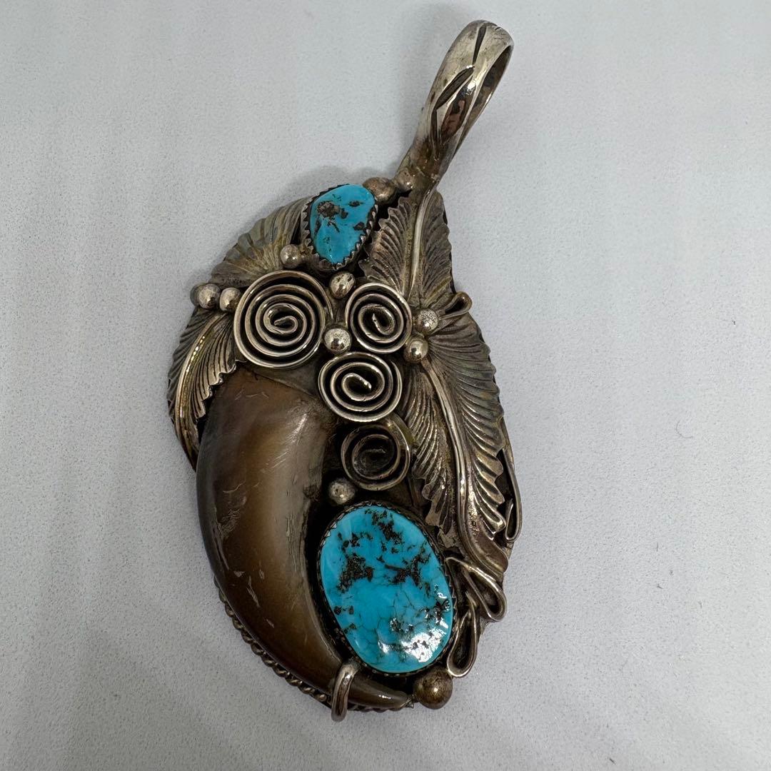 【希少・特大】ナバホ族 M. Thomas Jr.作ベアクロー ペンダントトップ