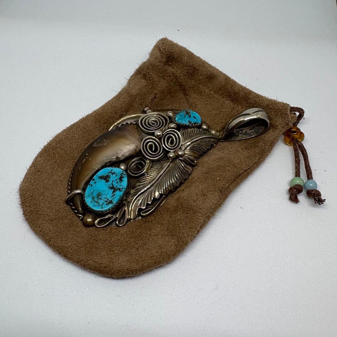 【希少・特大】ナバホ族 M. Thomas Jr.作ベアクロー ペンダントトップ