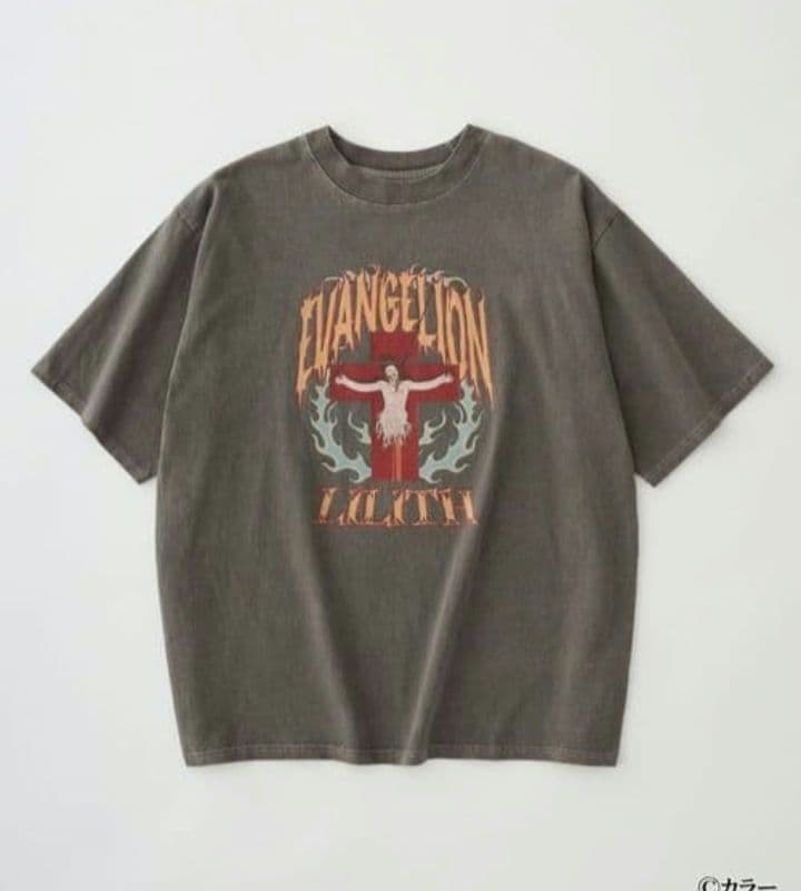 みページ エヴァンゲリオン TシャツL ピグメント・ヴィンテージ加工