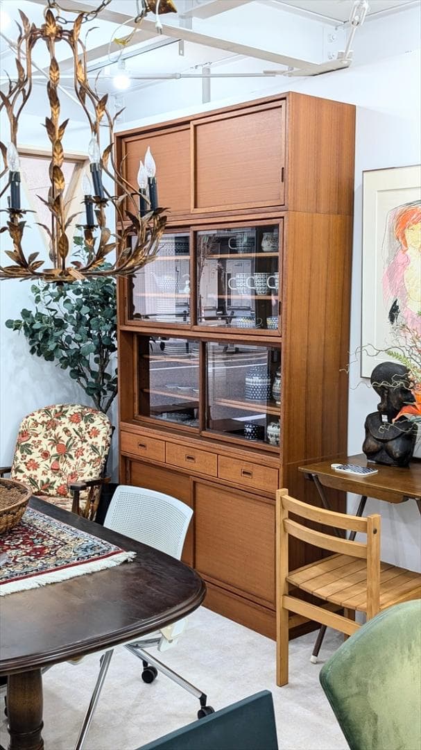 70sヴィンテージジャパンチークカップボード（食器棚）