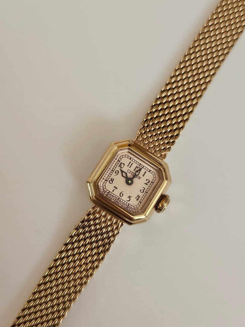 美品✨CITIZEN シチズンkii ゴールド ピンク華奢 ミニ時計 オクタゴン