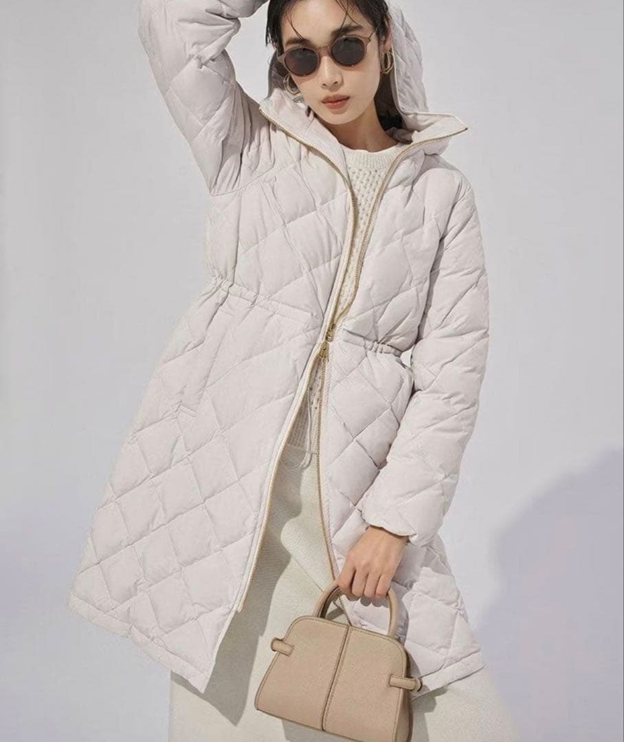 UNFILO TAION ホワイト キルティング ロングコート　クリーニング済み