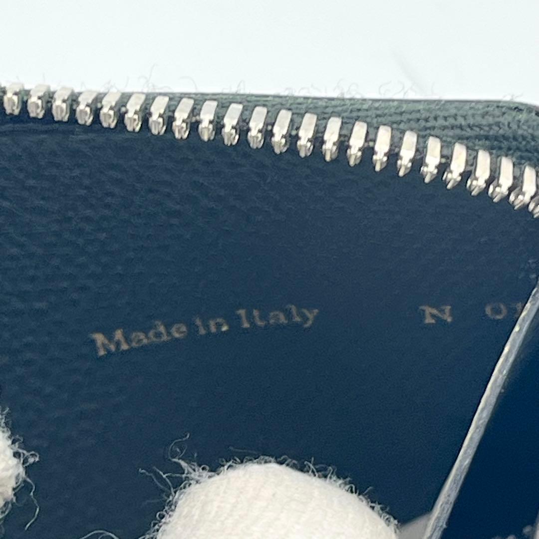 【美品】Valextra ラウンドジップ　ミニウォレット　ケース　グリーン