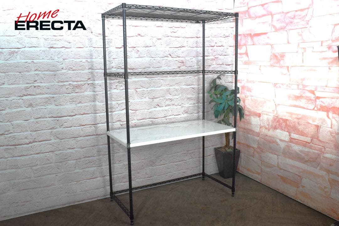 【在庫2台】ホームエレクター ワイヤーシェルフ 3方クロスバー ウッドシェルフ