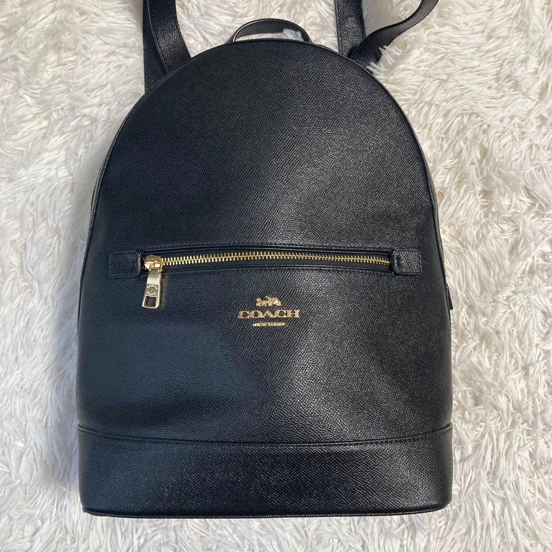 極美品　現行　コーチ　リュック　ケンリー　バックパック　A4収納可　レザー　黒