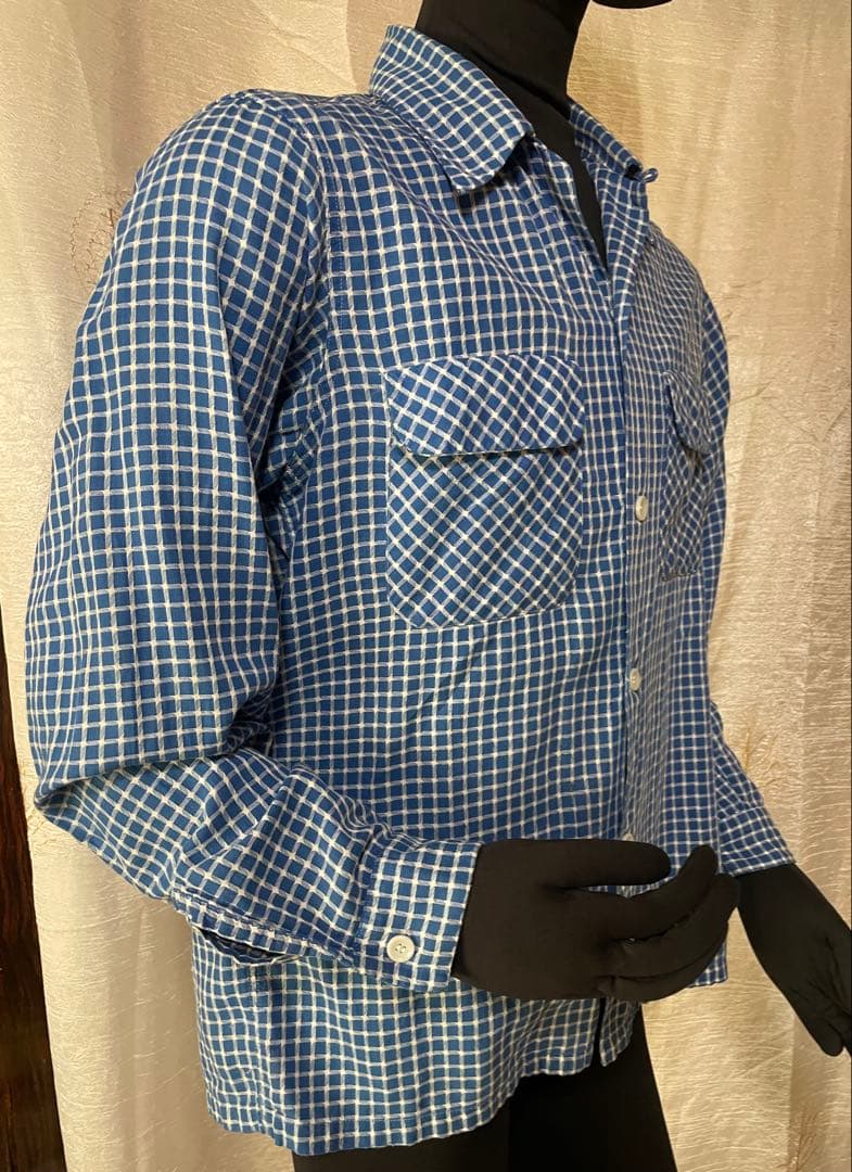 50's Ensenada ブルー×ホワイト グラフチェックシャツ