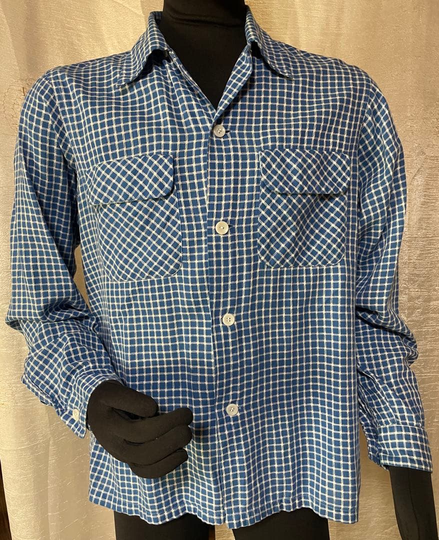 50's Ensenada ブルー×ホワイト グラフチェックシャツ