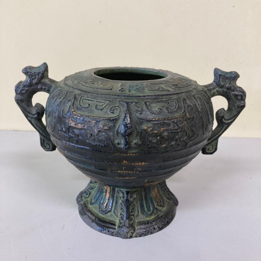 E4 香炉 花生け 鋳物 青銅器風 アンティーク 骨董 古美術 レトロ ヴィンテ