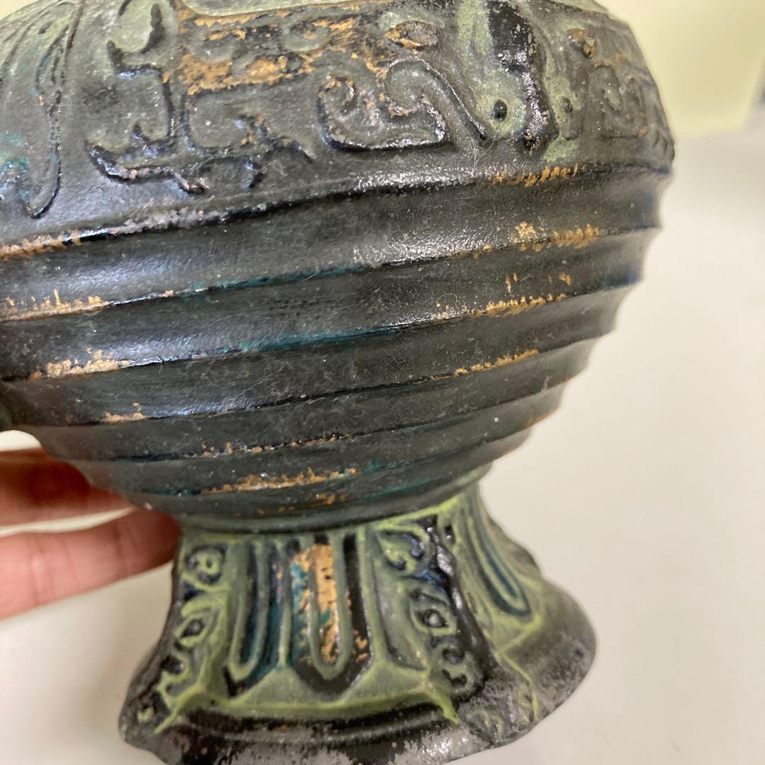 E4 香炉 花生け 鋳物 青銅器風 アンティーク 骨董 古美術 レトロ ヴィンテ