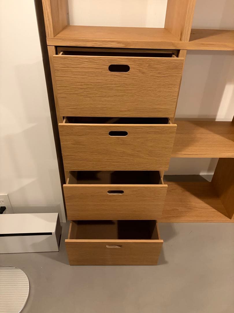 無印良品 スタッキングシェルフ オーク 5段3列（チェスト2つ付き）