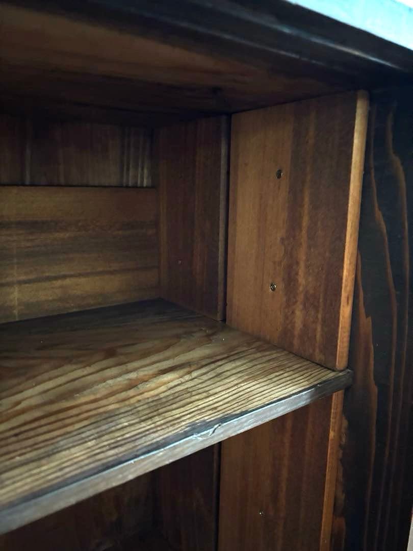 アンティーク　昭和レトロ　モールガラス　茶箪笥　チェスト　収納棚　古民家家具