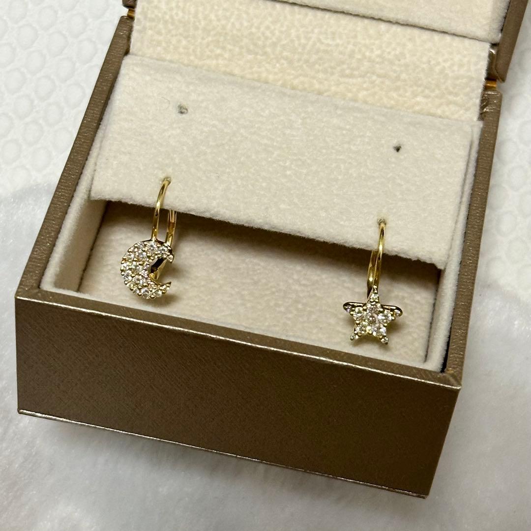 Ponte Vecchio ポンテヴェキオ K18 ダイヤ ピアス 月 星